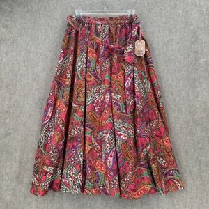 NWT Her Destiny Women 2X Paisley Maxi Skirt Pink Multi Color Boho Belted